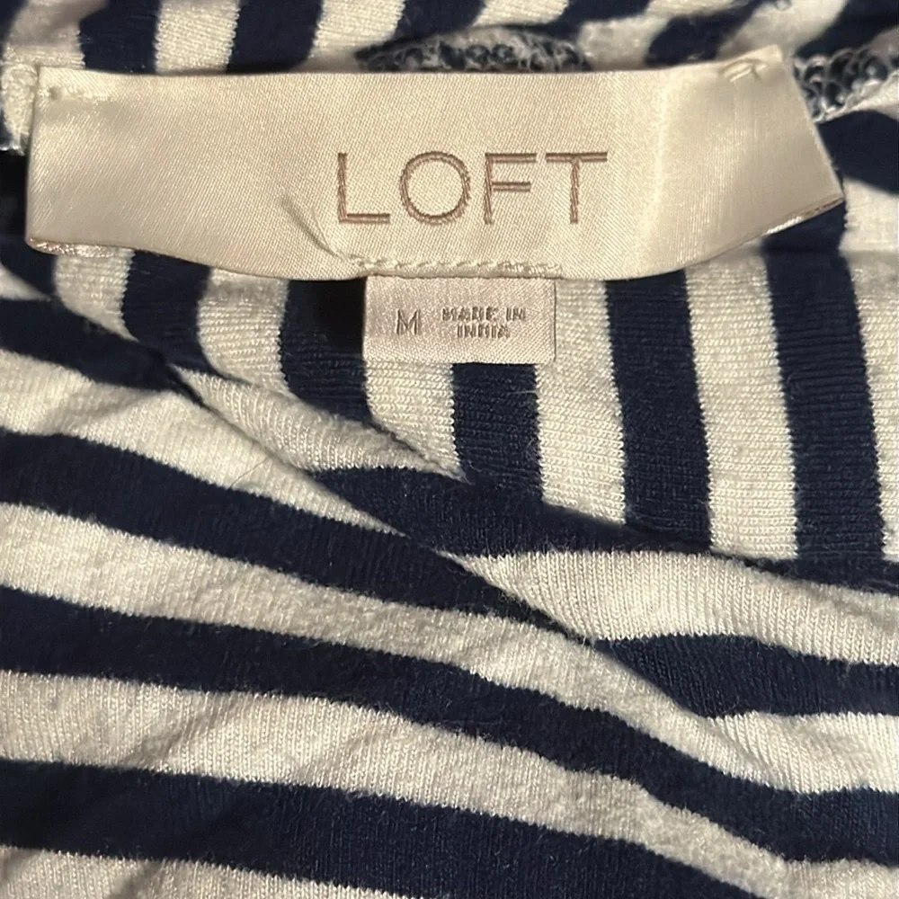 LOFT blue white striped maxi‎ dress Sz M